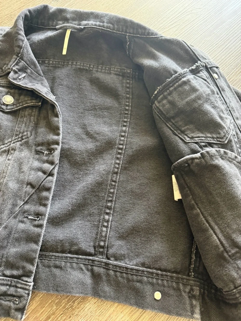 Free People Woman Black Denim Jacket - Button Front - Picture 5 of 7